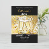 Persoonlijke verjaardag in goud en zwart kaart (Staand voorkant)
