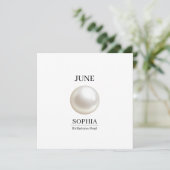 Persoonlijke verjaardag in juni parel kaart (Staand voorkant)