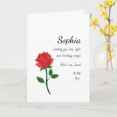 Persoonlijke verjaardag Juni Roos Kaart (Gele Bloem)