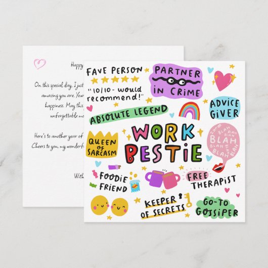 Persoonlijke Verjaardag Kaart Werk Bestie Kaart (Voorkant / Achterkant)