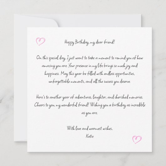 Persoonlijke Verjaardag Kaart Werk Bestie Kaart (Achterkant)