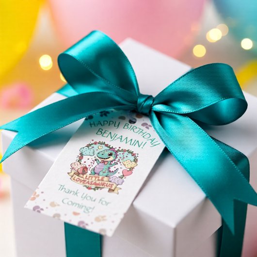 Persoonlijke verjaardag Little Dino Cadeaulabel