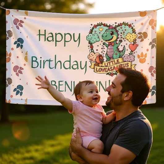 Persoonlijke verjaardag Little Dino Spandoek