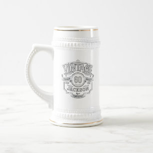 Persoonlijke verjaardag met een vintage-uitstralin bierpul
