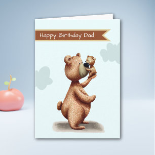 Persoonlijke verjaardag Papa Beer met Welp Kaart