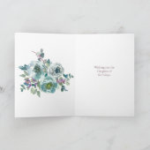 Persoonlijke verjaardag Teal & Plum Roses Boeket   Kaart (Binnen)