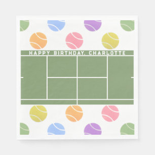 Persoonlijke verjaardag tennis servet