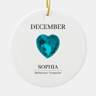Persoonlijke verjaardag Turquoise December Keramisch Ornament