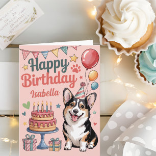 Persoonlijke Verjaardag van een Cute Corgi Kaart