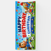 Persoonlijke verjaardag van kinderen voetbal spandoek (Verticaal)