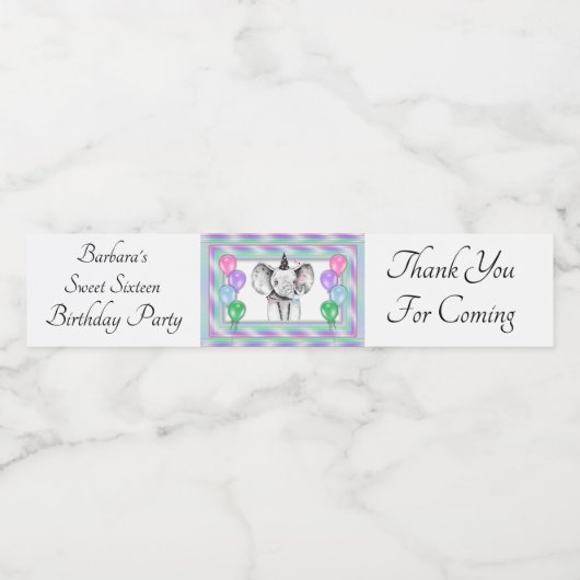 Persoonlijke verjaardag waterfles etiket (Enkel label)