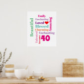 Persoonlijke verjaardag woordkunst print (Keuken)