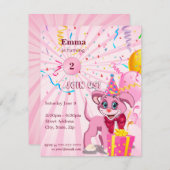 Persoonlijke verjaardags puppy cartoon uitnodiging (Voorkant / Achterkant)