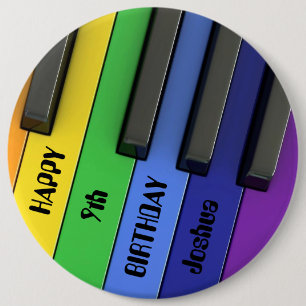Persoonlijke verjaardagsbadge - Verjaardagspiano Ronde Button 6,0 Cm