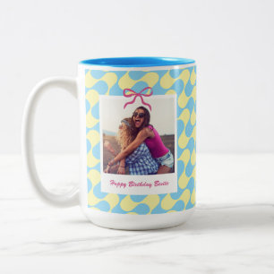 Persoonlijke verjaardagscadeau voor beste vriendin tweekleurige koffiemok