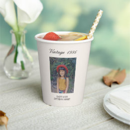 Persoonlijke verjaardagsfeest decoratie vintage fo papieren bekers