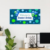 Persoonlijke verjaardagsfeestbanner voor jongen poster (Thuiskantoor)