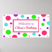 Persoonlijke verjaardagsfeestbanner voor meisjes poster (Voorkant)