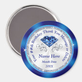 Persoonlijke verjaardagsfeesten, elk jaar magneet (Voorkant / Achterkant)