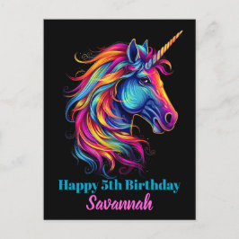 Persoonlijke Verjaardagsfeestje Eenhoorn Fantasie Briefkaart