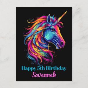 Persoonlijke Verjaardagsfeestje Eenhoorn Fantasie Briefkaart