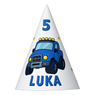 Persoonlijke verjaardagsfeestje monstertruck feesthoedjes