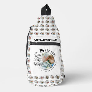 Persoonlijke verjaardagsfotocadeaus voor kleinzoon sling bag