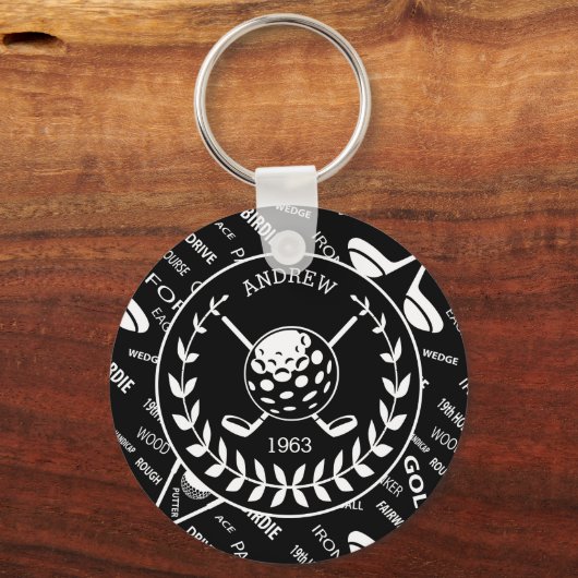 Persoonlijke verjaardagsgolf sleutelhanger (Voorkant)