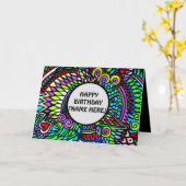 Persoonlijke verjaardagskaart funky patroon kaart (Gele Bloem)