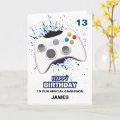 Persoonlijke verjaardagskaart met gamecontroller kaart (Gele Bloem)