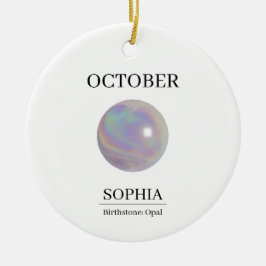 Persoonlijke verjaardagskaart Oktober Opal Keramisch Ornament