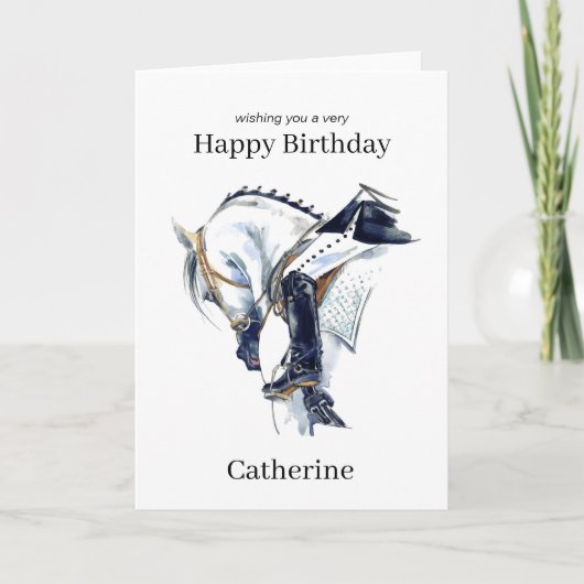 Persoonlijke verjaardagskaart voor dressuur paardr kaart (Voorkant)