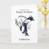 Persoonlijke verjaardagskaart voor dressuur paardr kaart (Gele Bloem)