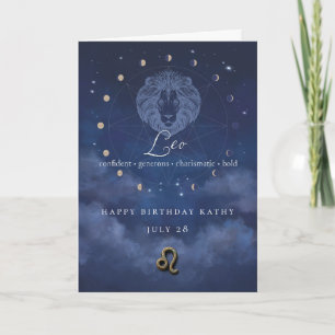 Persoonlijke verjaardagskaart voor Leeuw Zodiac Kaart