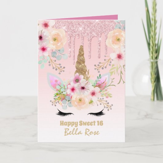 Persoonlijke verjaardagskaart voor Sweet 16 Cute E Kaart (Voorkant)