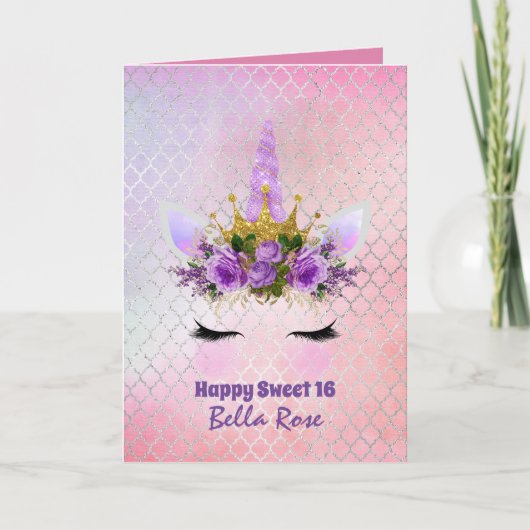 Persoonlijke verjaardagskaart voor Sweet 16 Cute E Kaart (Voorkant)