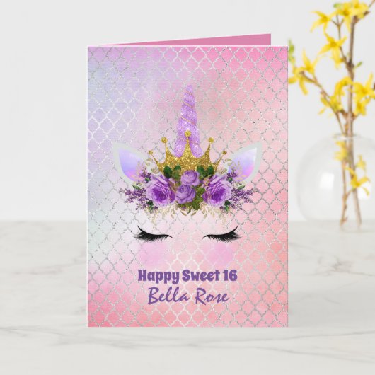 Persoonlijke verjaardagskaart voor Sweet 16 Cute E Kaart (Gele Bloem)