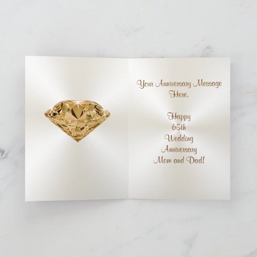 Persoonlijke verjaardagskaarten 65ste trouwdag kaart (Binnen)