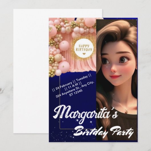 Persoonlijke verjaardagskaarten bedankkaart (Voorkant / Achterkant)