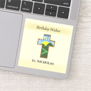 Persoonlijke Verjaardagskruis Priester Sticker