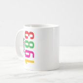 Persoonlijke verjaardagsmaand en jaartal cadeau koffiemok (Voorkant links)