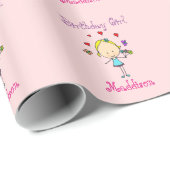 Persoonlijke verjaardagsmeisje cadeaupapier (Rol Hoek)
