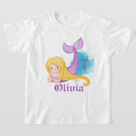 Persoonlijke verjaardagsmeisje zeemeermin t-shirt