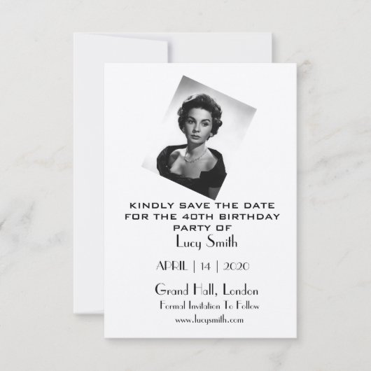 Persoonlijke verjaardagspartij Sla de datumkaarten Save The Date (Voorkant)