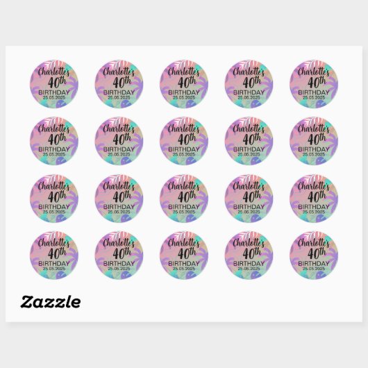 persoonlijke verjaardagssticker ronde sticker (Vel)