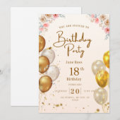 Persoonlijke verjaardagsuitnodiging kaart (Voorkant / Achterkant)