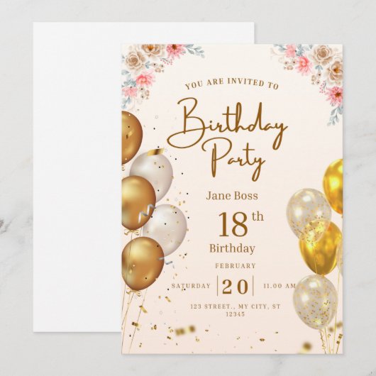 Persoonlijke verjaardagsuitnodiging kaart (Voorkant / Achterkant)