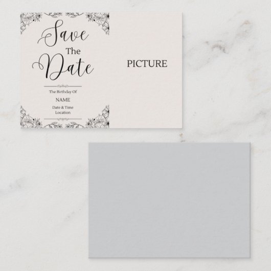 Persoonlijke verjaardagsuitnodiging - Uw foto toev Informatiekaartje (Voorkant / Achterkant)