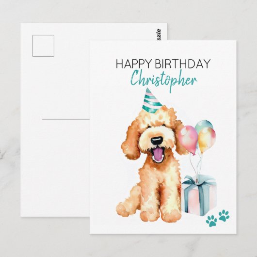 Persoonlijke Verjaardagswens voor Goldendoodle Hon Briefkaart (Voorkant / Achterkant)