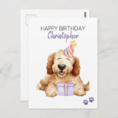 Persoonlijke Verjaardagswens voor Labradoodle Hond Briefkaart (Voorkant / Achterkant)